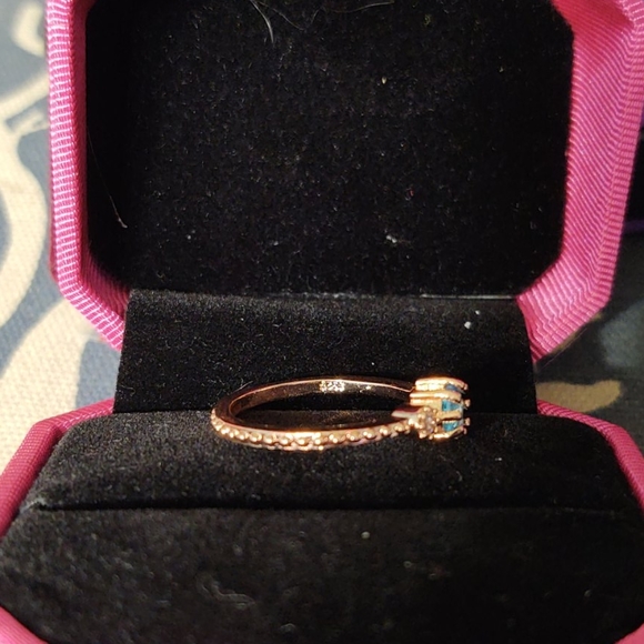 Aquamarine and topaz rose gold over silver ring - Picture 3 of 4